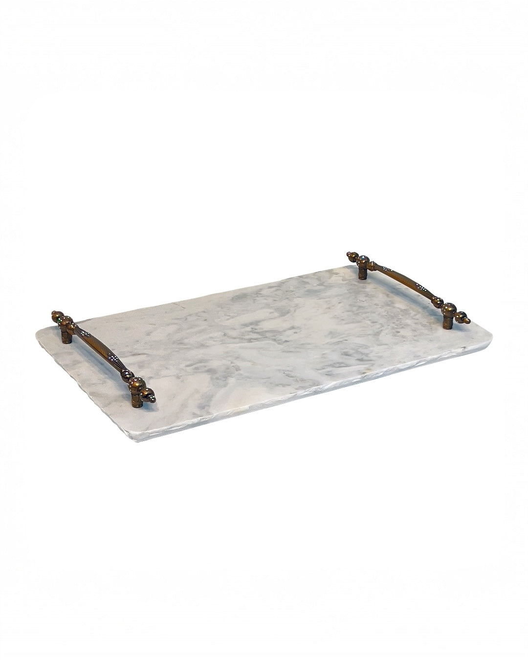 Bandeja Adega Bar - Mármore Calacatta Alça Colonial 30x50 Cm