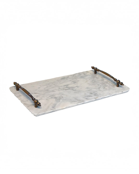 Bandeja Adega Bar - Mármore Calacatta Alça Colonial 30x50 Cm