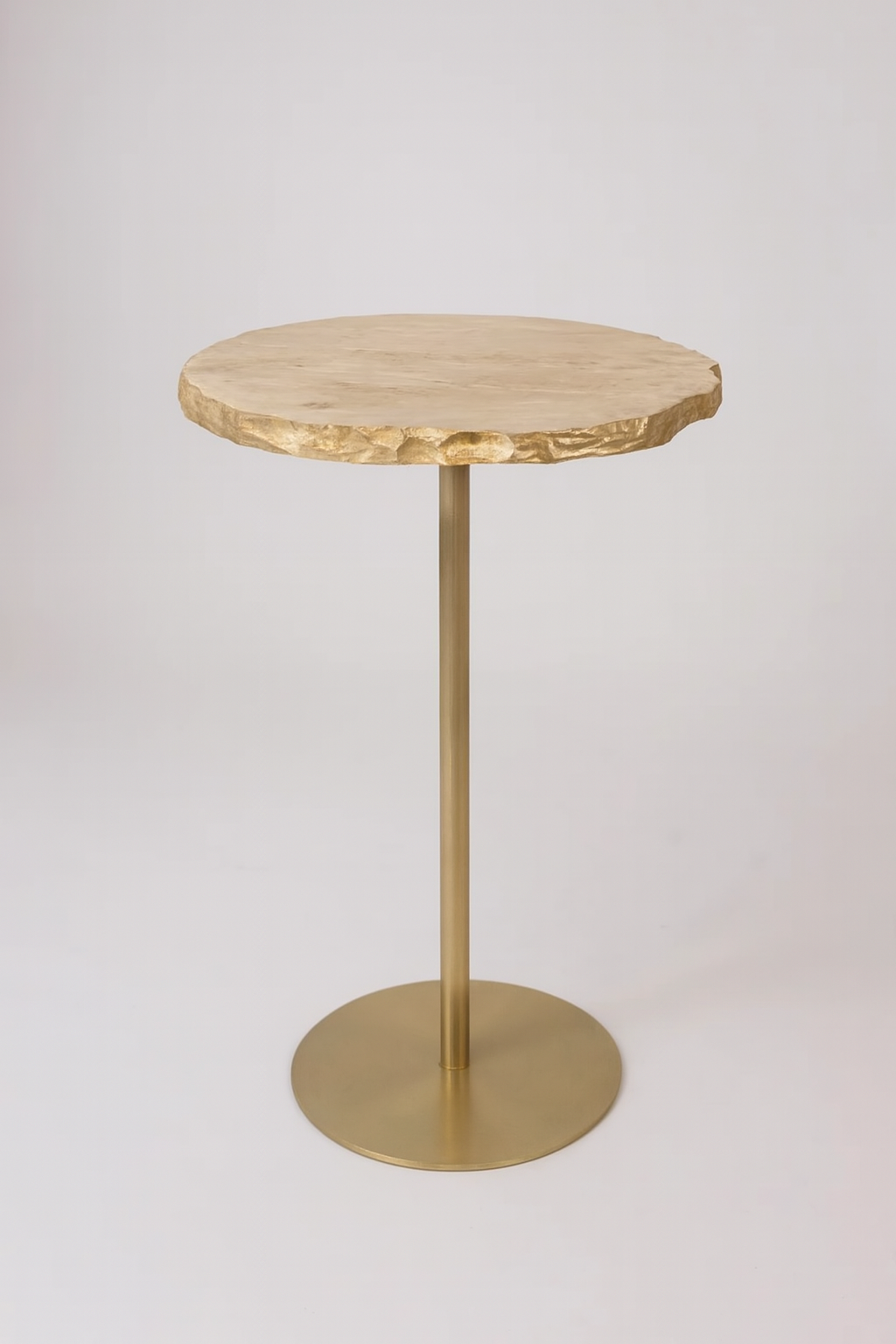 Linha Zera - Mármore Travertino Nacional Orgânica Pintura Mettalik Ouro Borda - Base cor Champanhe