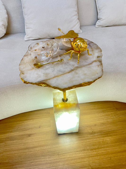 Luminária Quartzito Crystallus Gold (Folheado a Ouro) - Majestic
