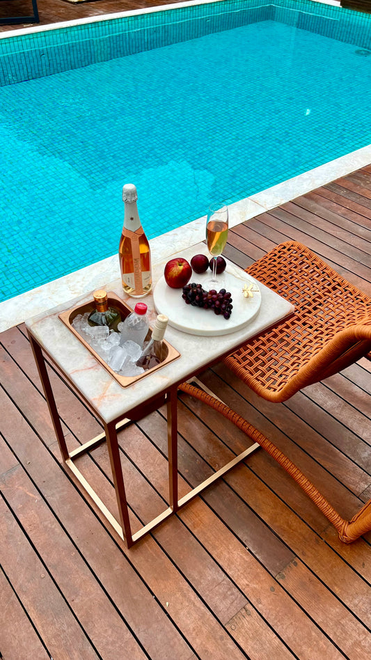 Mesa Gourmet - Quartzito Crystallus Rosé - Base cor Rose