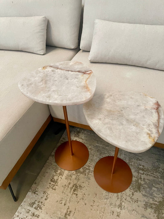 Dupla Sangiovese- Mesa Lateral Quartzito Krystallus Rose - 2 Mesas 65 e 60 Cm