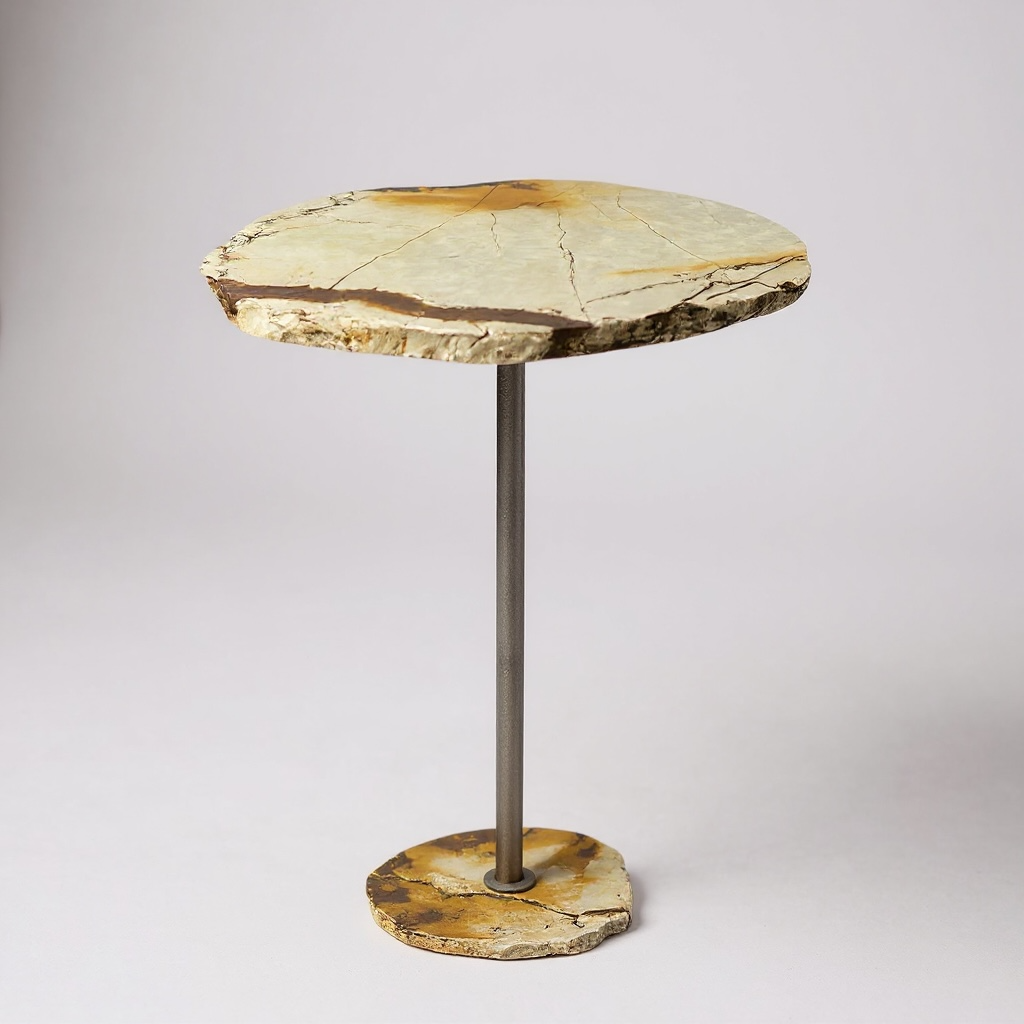 Mesa Lateral - Quartzito Blue Deep - Haste Cor Champanhe