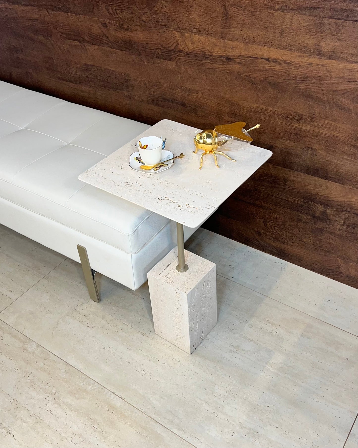 Mesa Lateral - Travertino Romano Legítimo -