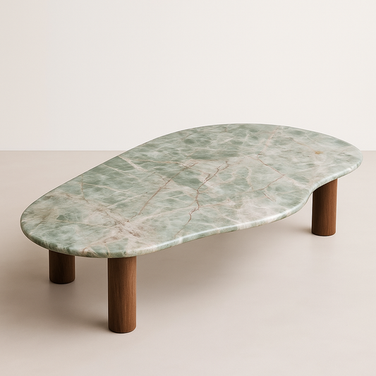 Mesa de Centro - Dunas Quartzito Verde Esmeralda / Base Cilindro Pequena