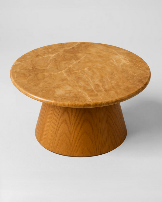 Mesa de Centro Malbec Quartzito Oro Perlato / Base Cone