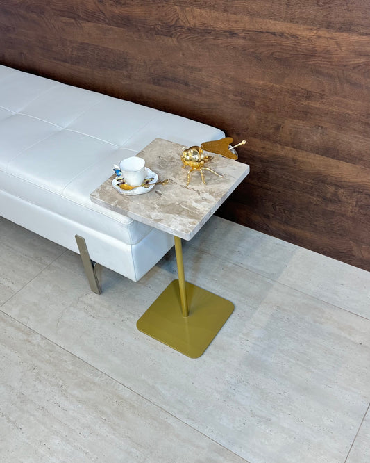 Mesa Lateral - Mármore Travertino Nacional - Textura Levigado ( Sem Brilho)