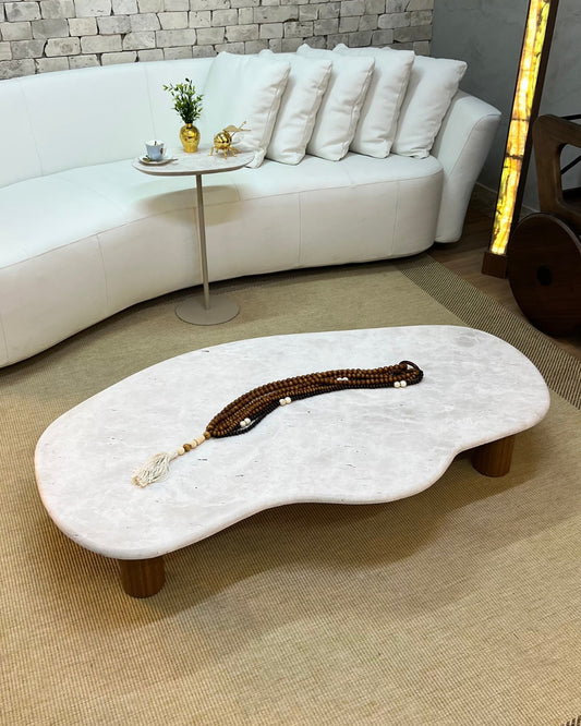 Mesa de Centro Dunas Mármore Travertino White Cream