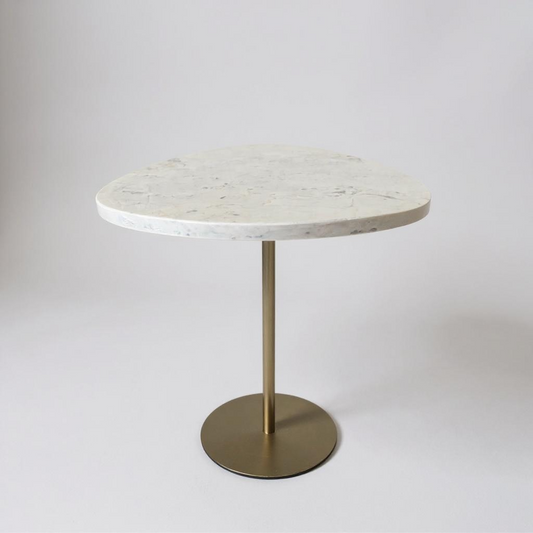Mesa de Apoio - Linha Essencialle - Mármore Calacatta - Base cor Champanhe