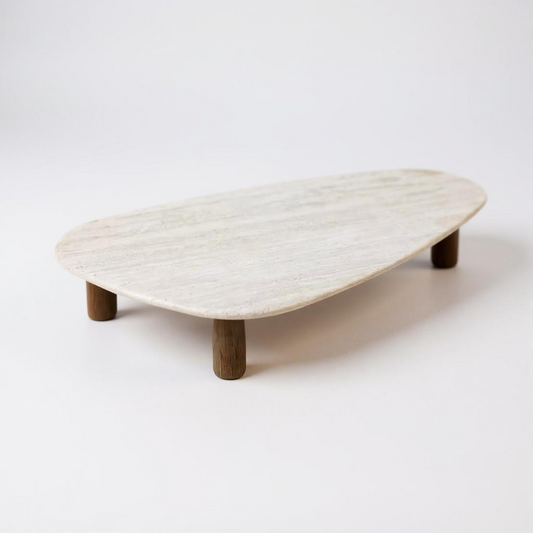 Mesa de Centro Itália - Mármore Travertino Romano Legítimo