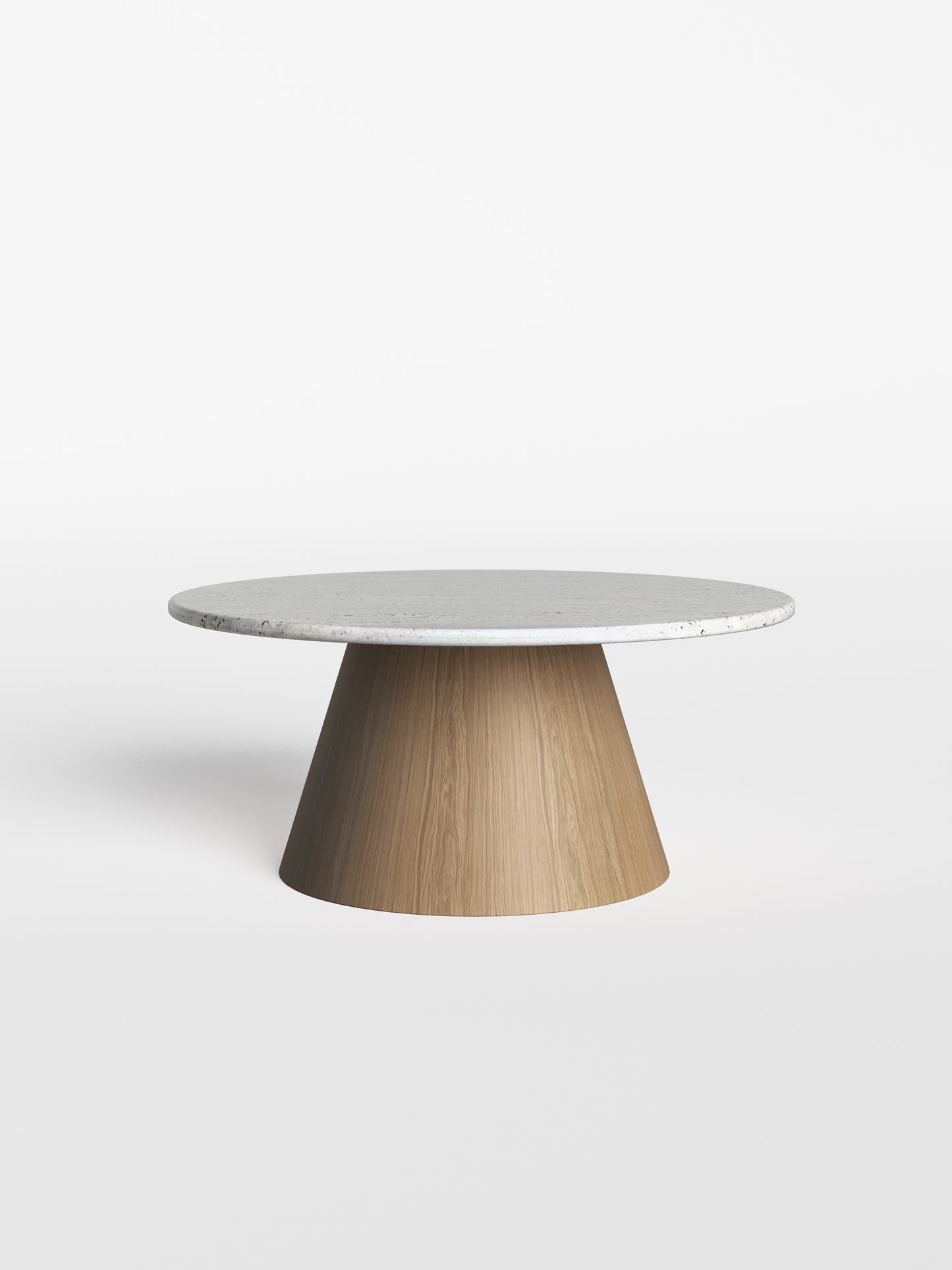 Mesa de Centro Malbec - Mármore Travertino Romano Textura Natural - Base Cone