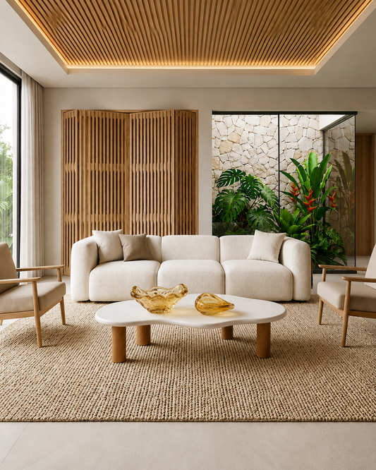 Mesa de Centro Dunas Mármore Travertino White Cream