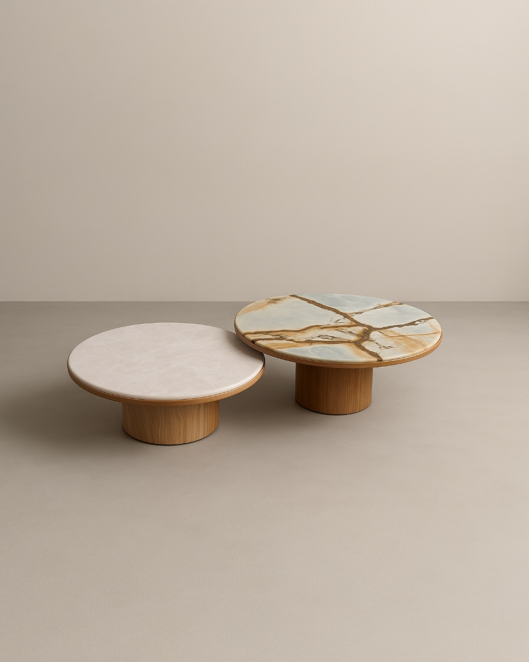 Mesa de Centro Casal Malbec White Cream e Blue Deep