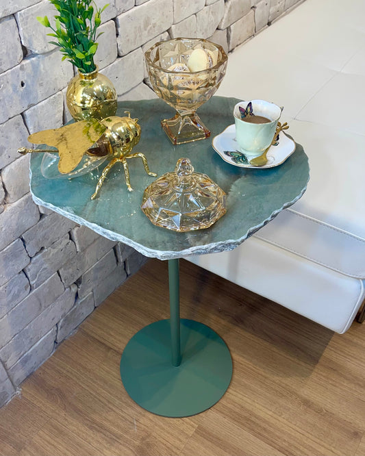 Mesa Orgânica - Quartzito Verde Safira - Base cor Verde