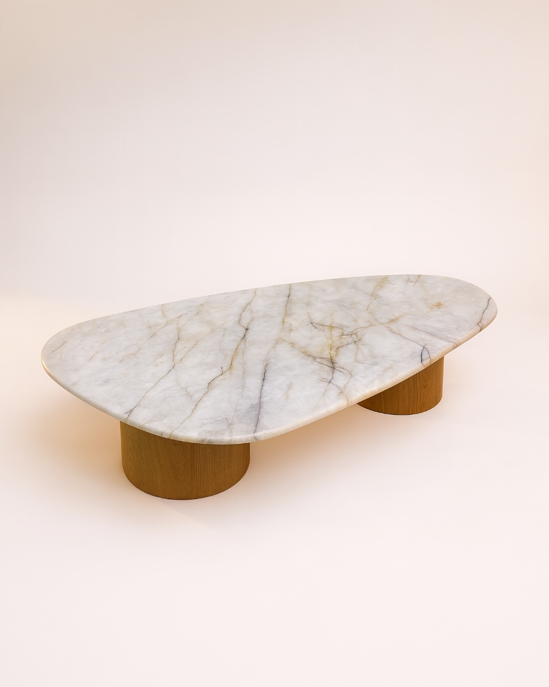 Mesa de Centro Itália - Quartizito Cristallo Gold Textura Polido (Com Brilho) Base Cilidro