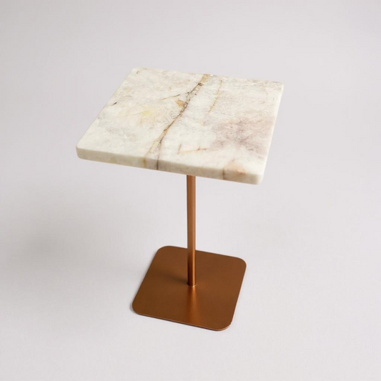 Mesa de Apoio Quartzito Cristallo Rose - Quadrada