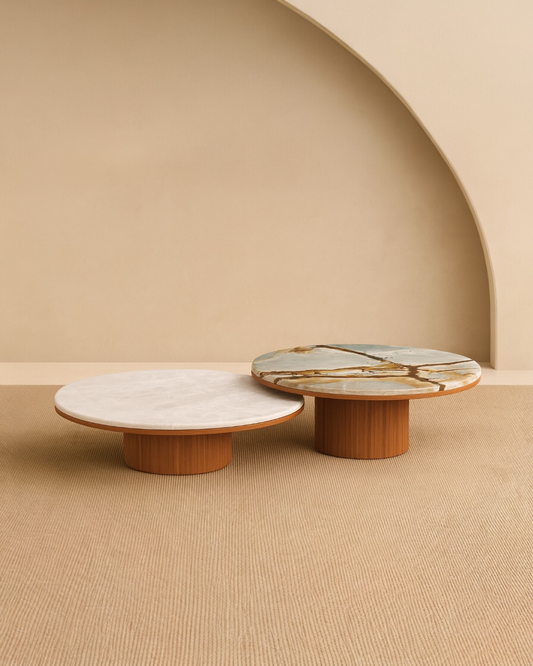 Mesa de Centro Casal Malbec White Cream e Blue Deep