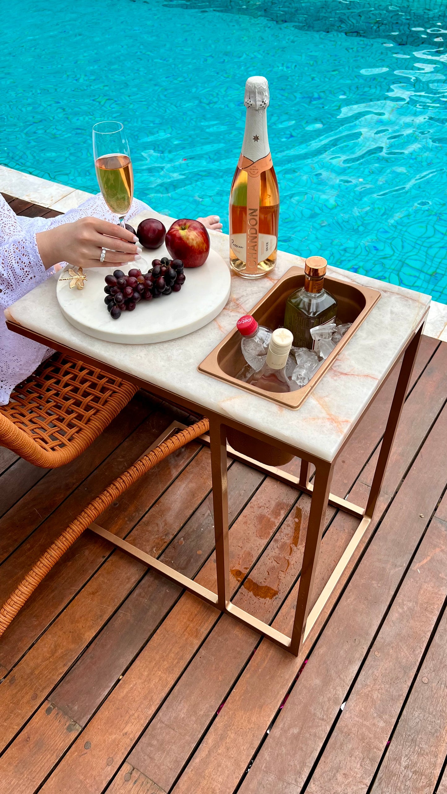 Mesa Gourmet - Quartzito Cristallo Rosé - Base cor Rose