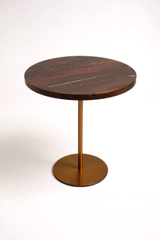 Mesa Lateral - Mármore Vermelho Napoleão / Textura Levigado (Sem Brilho)
