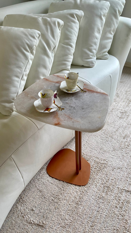 Linha Concha - Quartzito Cristallo Rose (Polido) - Base cor Cobre