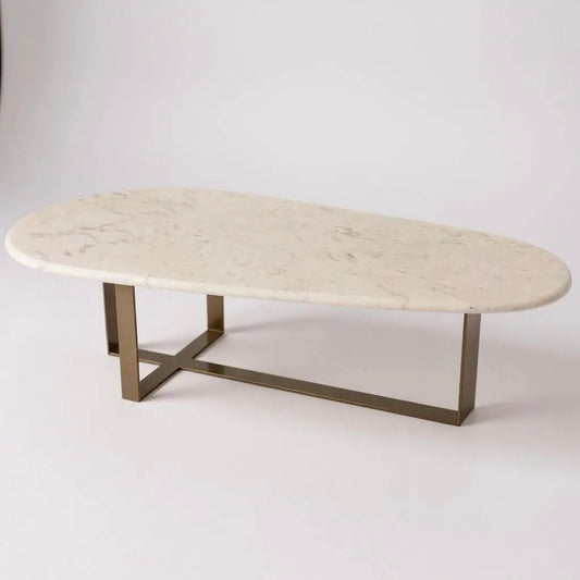 Mesa de Centro Wine Mármore Calacatta - Base Santini - Inox Inoxidável