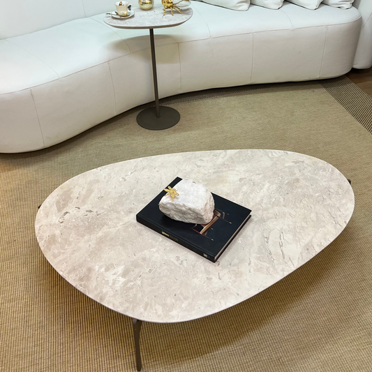 Mesa de Centro Versátille Mármore Travertino White Cream