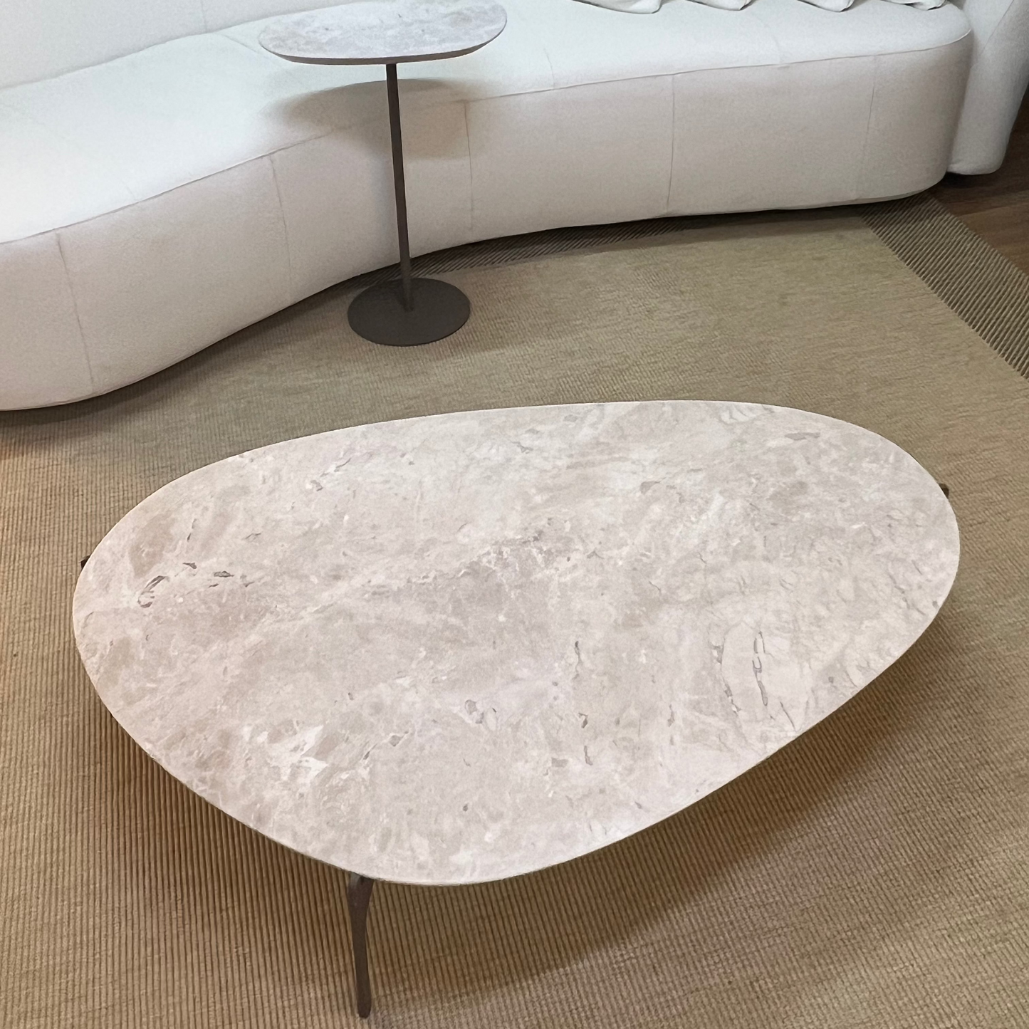 Mesa de Centro Versátille Mármore Travertino White Cream