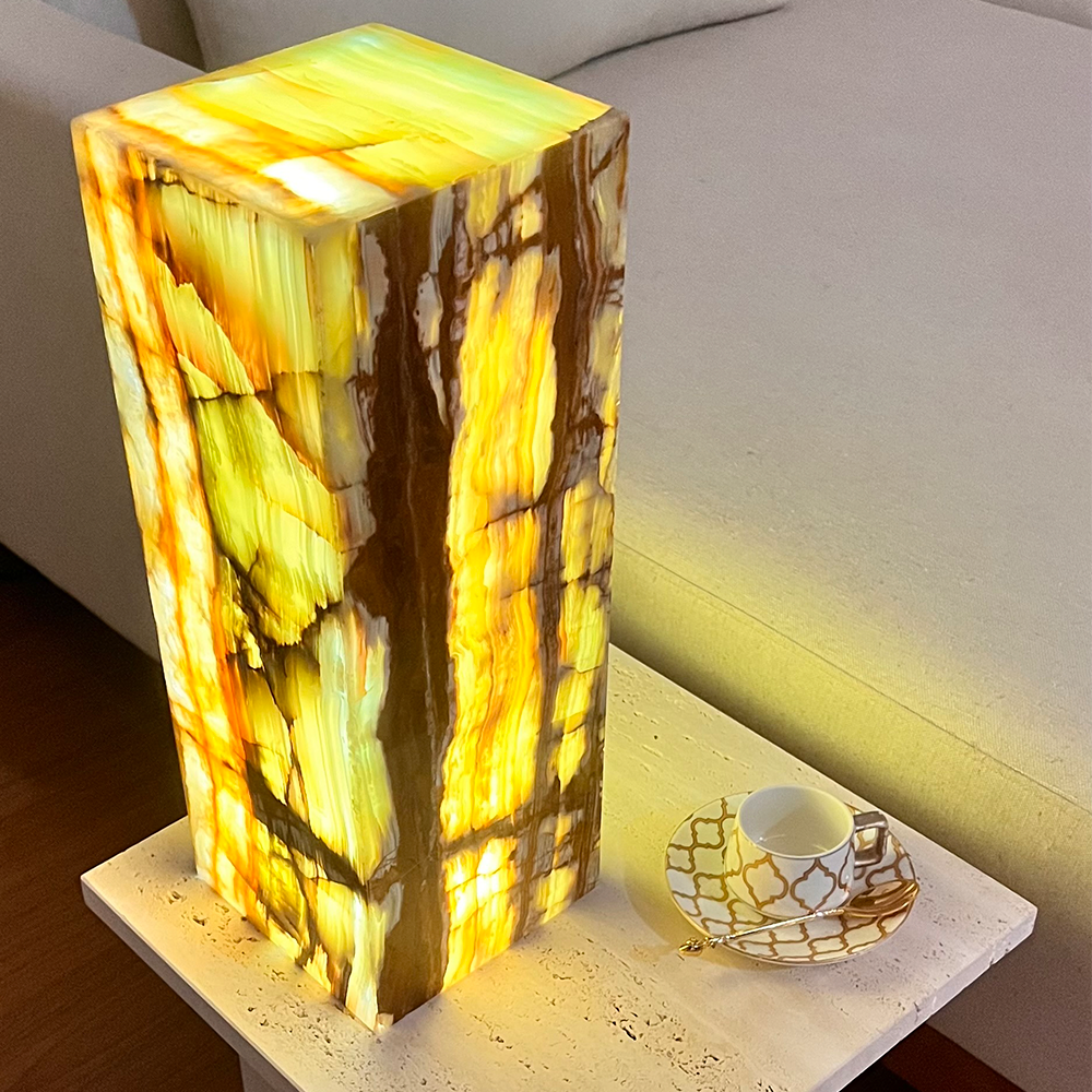 Luminária Ônix Paquistanês - 30 cm de Altura 15x15 cm de largura